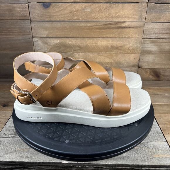 Cole Haan Grand 360 Womens Size 8.5 Open Toe Loop Brown Sandals Flat Slingback - Picture 1 of 10
